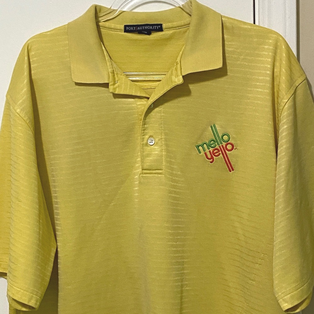 Mello Yello Memphis Sales Center Polo Shirt XL Y2K Striped Golf Soda Pop Culture